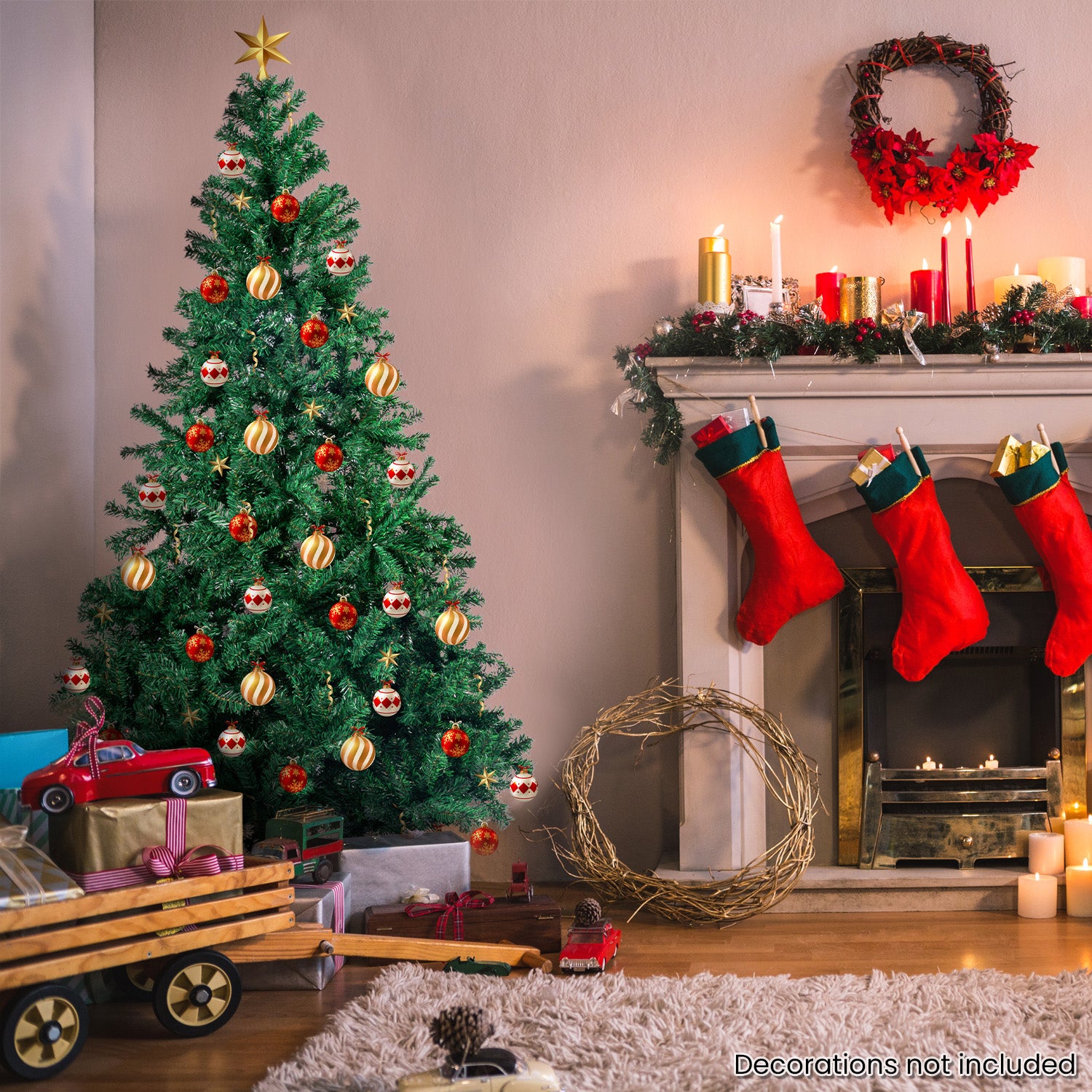 Christabelle 1.2m Green Artificial Christmas Tree Xmas 300 Dense Tips with Metal Stand
