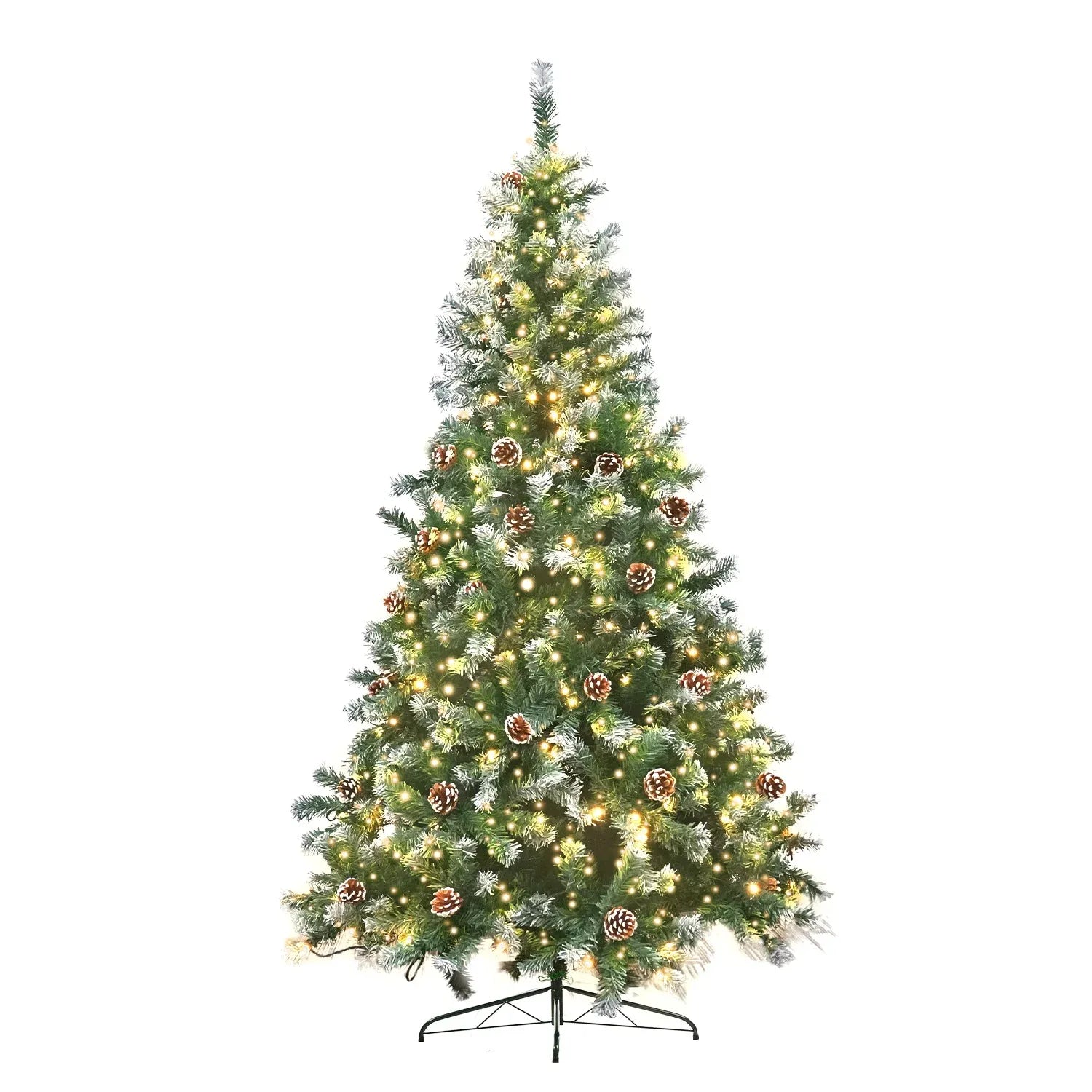 Christabelle 1.2m Pre-Lit LED Artificial Christmas Tree with Snow Tipped Needles Pine Cones Stand