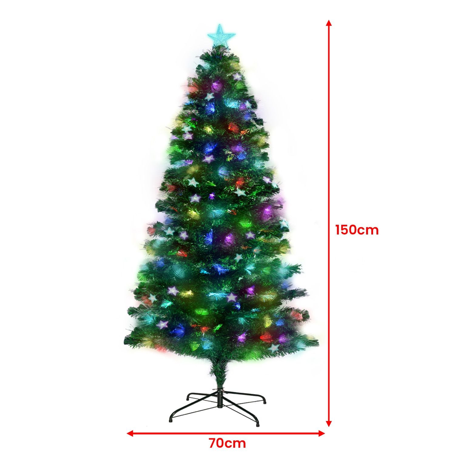 Christabelle 1.5m Pre-Lit Fibre Optic Artificial Christmas Tree with Multicolour Twinkling Star Lights