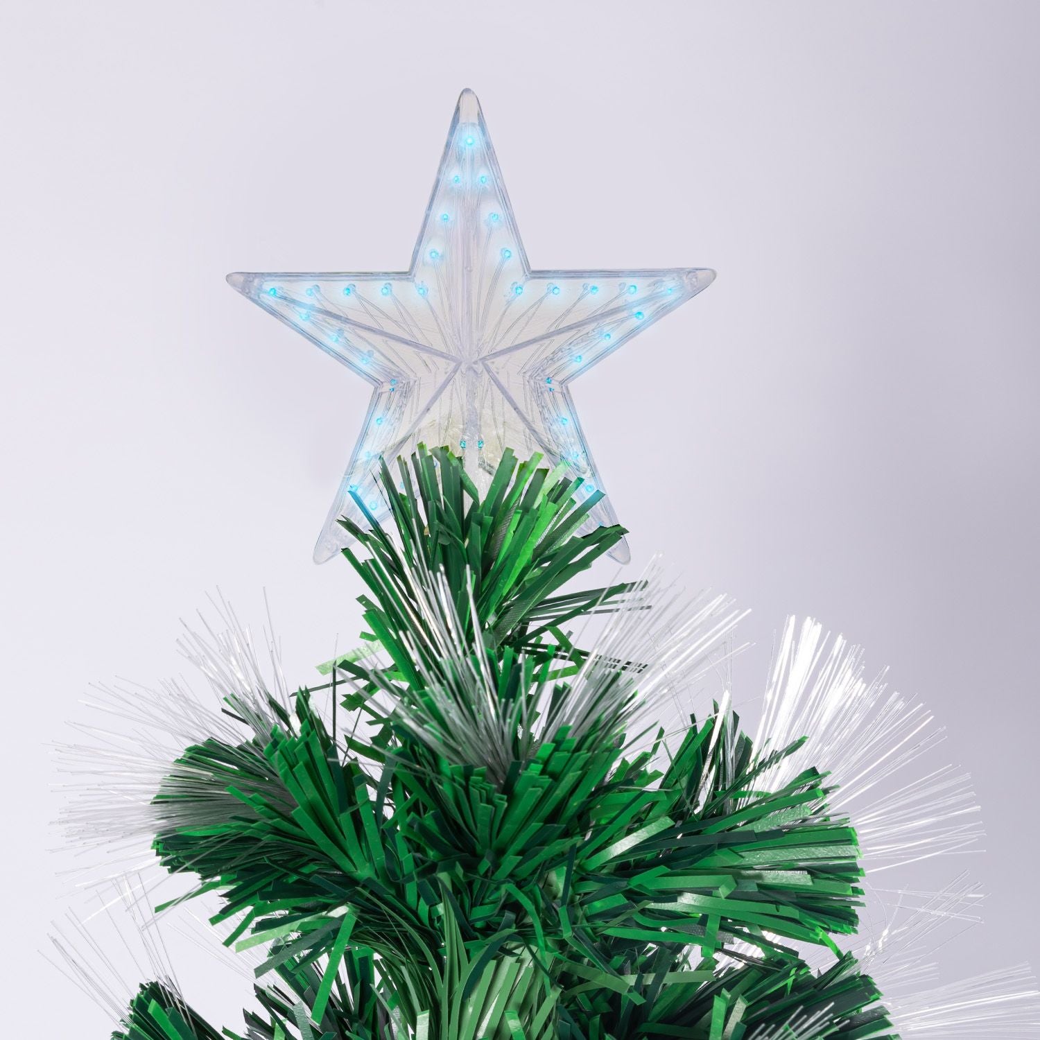 Christabelle 1.5m Pre-Lit Fibre Optic Artificial Christmas Tree with Multicolour Twinkling Star Lights