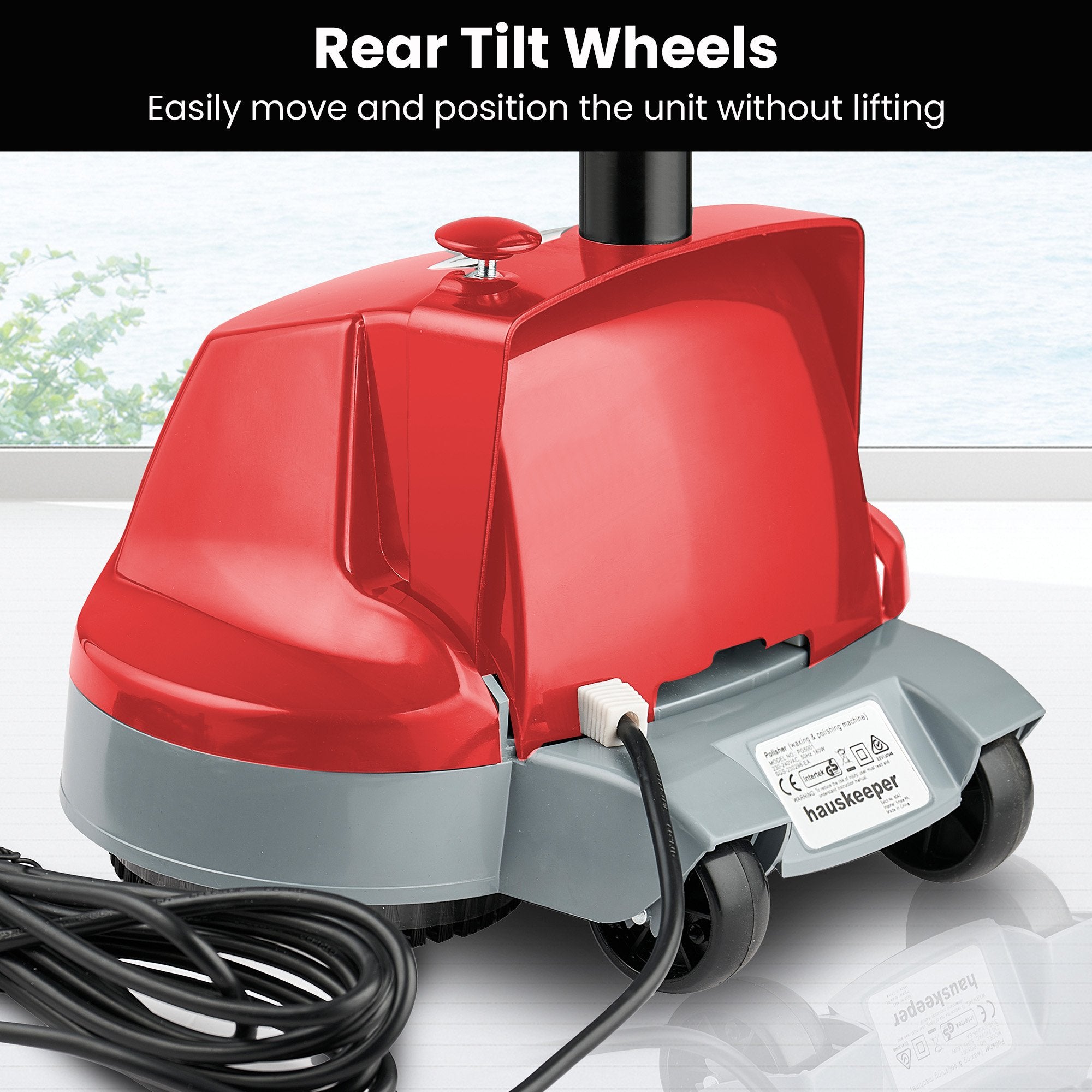 Klika Hauskeeper 5 in 1 Electric 240V Floor Polisher w/ 6M Power Cable Timber Hard Waxer Buffer Cleaner Red