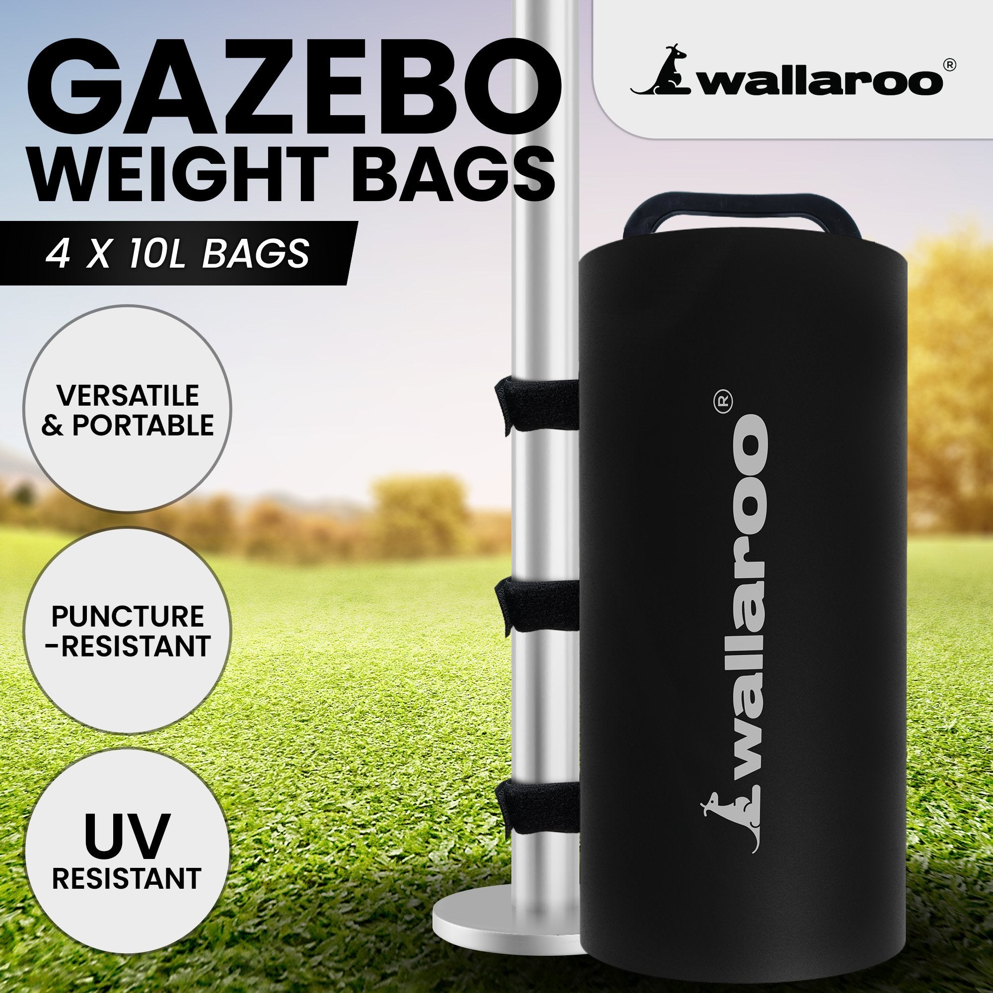 Wallaroo 10L Weight Bags 4 Pcs Gazebo Pods Canopy Eco-friendly Anchor In Black