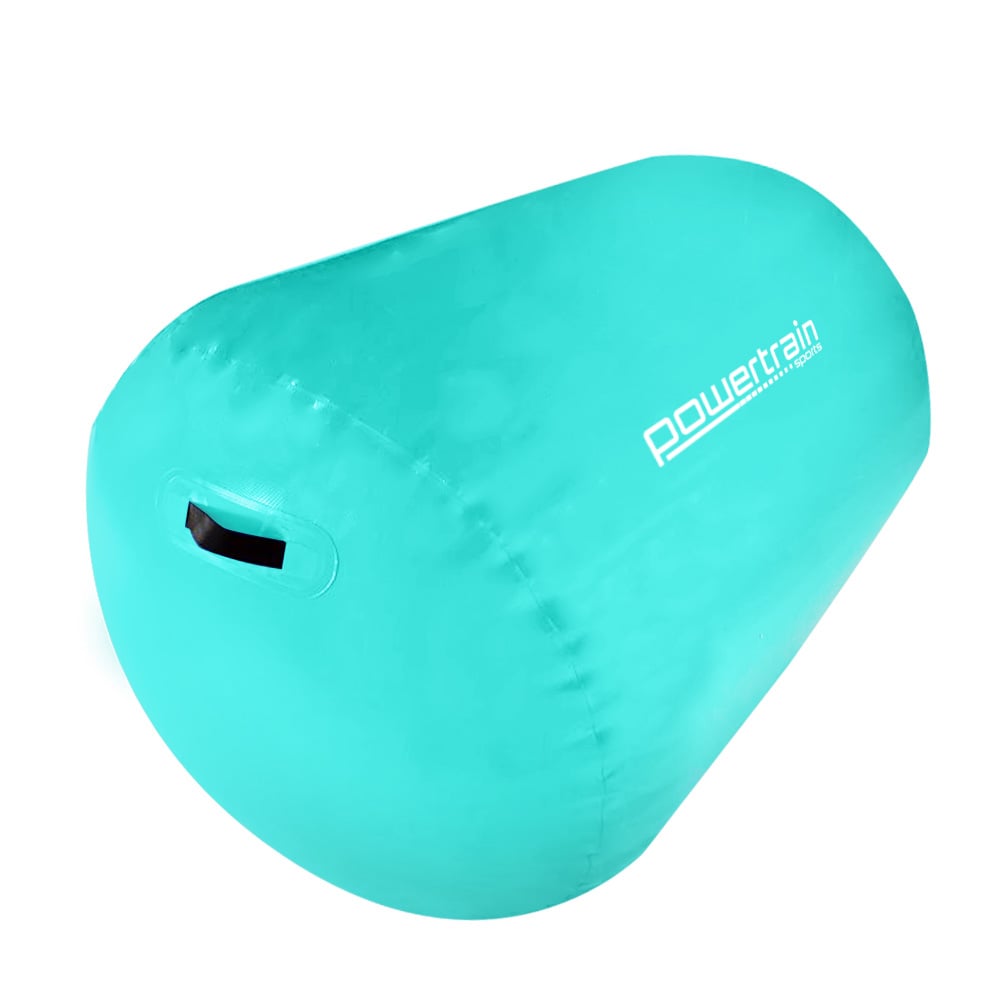 Powertrain Inflatable Air Barrel Gymnastics Roller 120cm x 75cm - Mint Green PVC Tumbling Mat for Flips & Balance