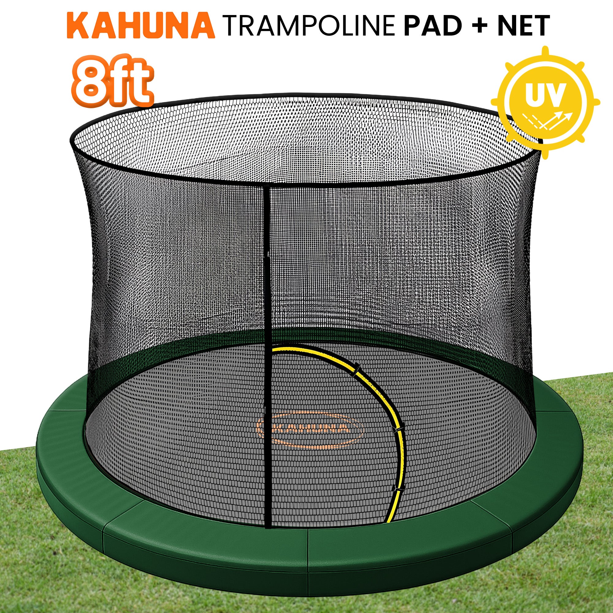 Kahuna 8ft Trampoline Pad and Net - Green