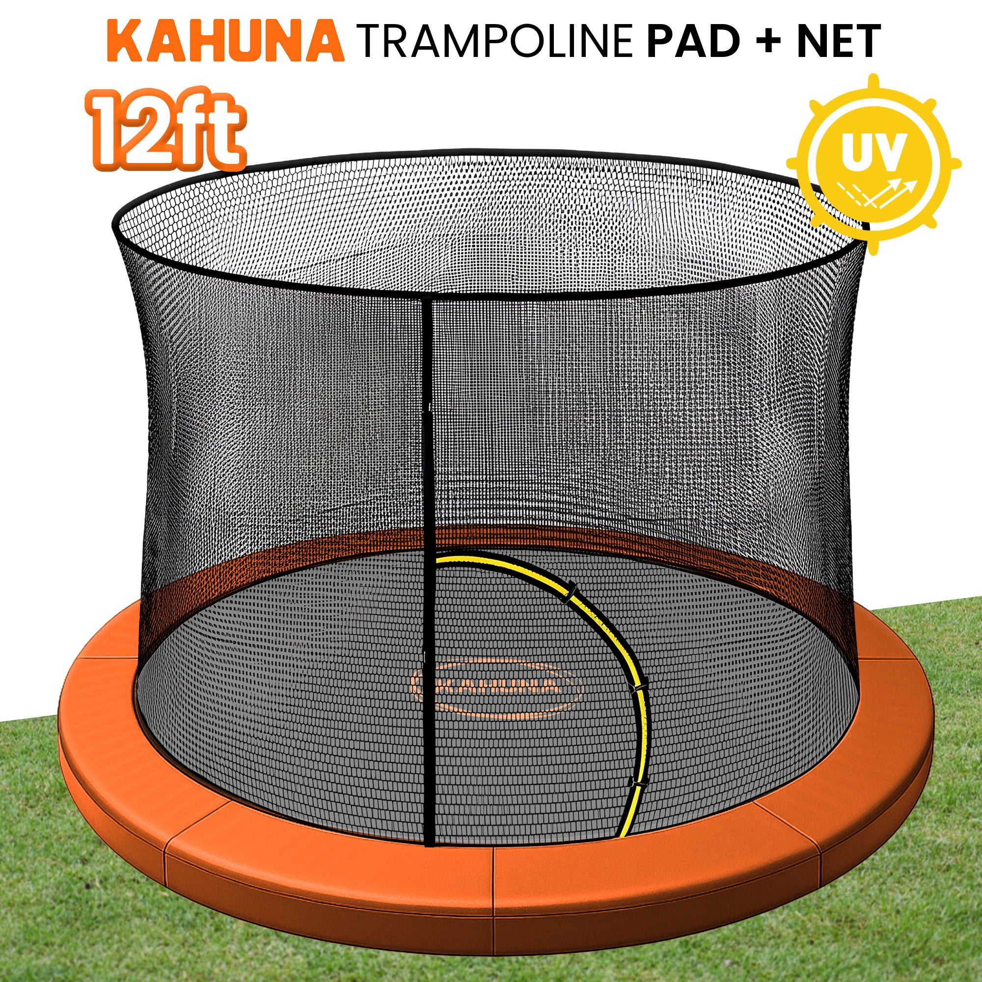 Kahuna 12ft Trampoline Pad and Net - Orange