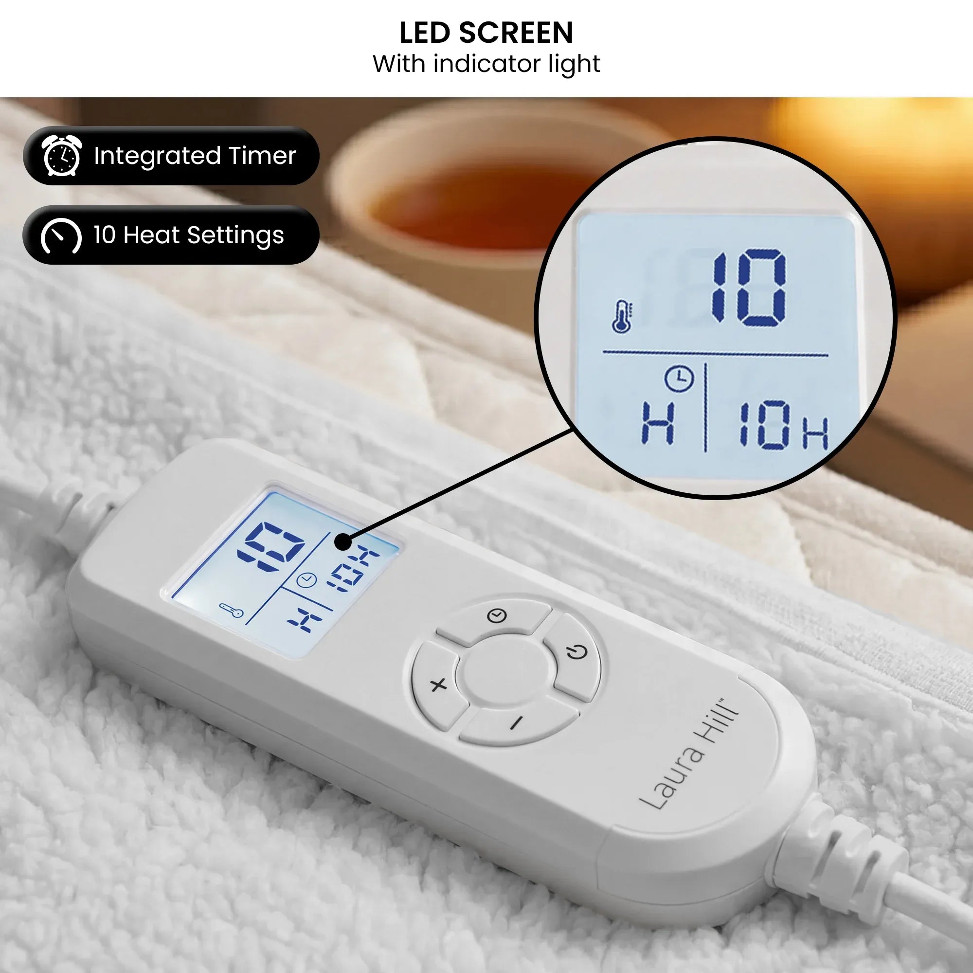 Laura Hill Queen Electric Heated Underlay Blanket Fleecy Fabric with Timer