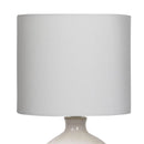 Sarantino Cream Ceramic Table Lamp with White Fabric Shade, Antique Herringbone Patterned Bedside Light