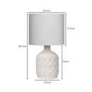 Sarantino Cream Ceramic Table Lamp with White Fabric Shade, Antique Herringbone Patterned Bedside Light