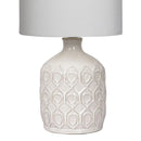 Sarantino Cream Ceramic Table Lamp with White Fabric Shade, Antique Herringbone Patterned Bedside Light