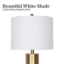 Sarantino Modern Faux Black Marble Table Lamp with Gold Brass Base & White Fabric Drum Shade