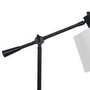 Sarantino Adjustable Black Metal Table Lamp with White Linen Fabric Shade Modern Bedside Desk Reading Light