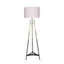 Sarantino Modern Tripod Floor Lamp Gold Black Gradient Standing Light with Linen Drum Shade for Living Room Office