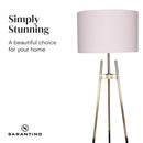 Sarantino Modern Tripod Floor Lamp Gold Black Gradient Standing Light with Linen Drum Shade for Living Room Office