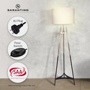 Sarantino Modern Tripod Floor Lamp Gold Black Gradient Standing Light with Linen Drum Shade for Living Room Office