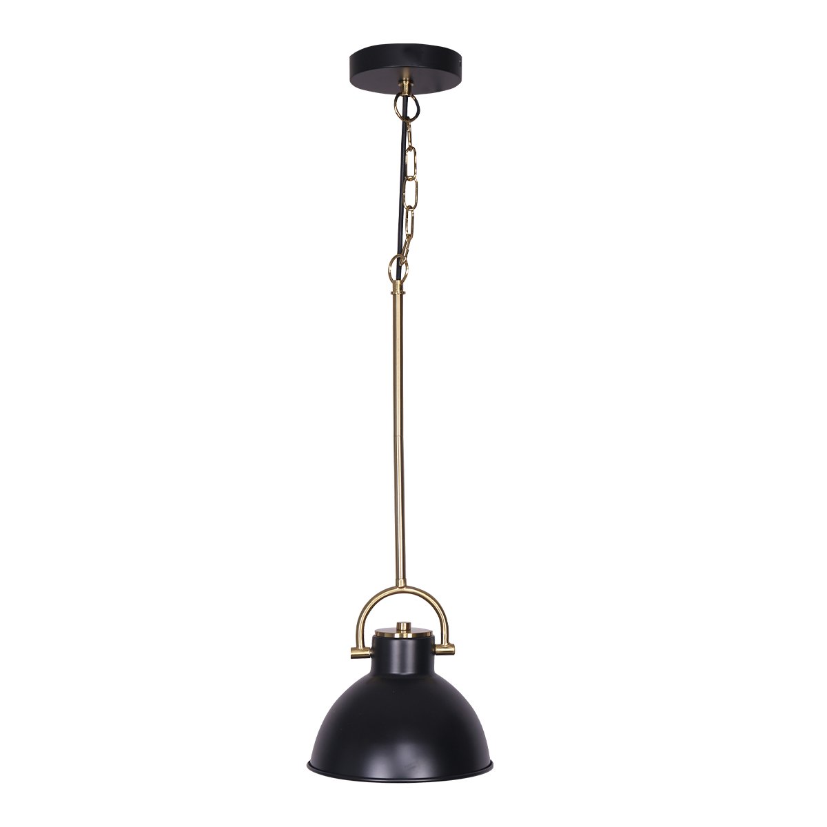 Sarantino Matte Black & Brushed Gold Pendant Light Modern Adjustable Ceiling Fixture for Kitchen Dining Room