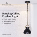 Sarantino Matte Black & Brushed Gold Pendant Light Modern Adjustable Ceiling Fixture for Kitchen Dining Room