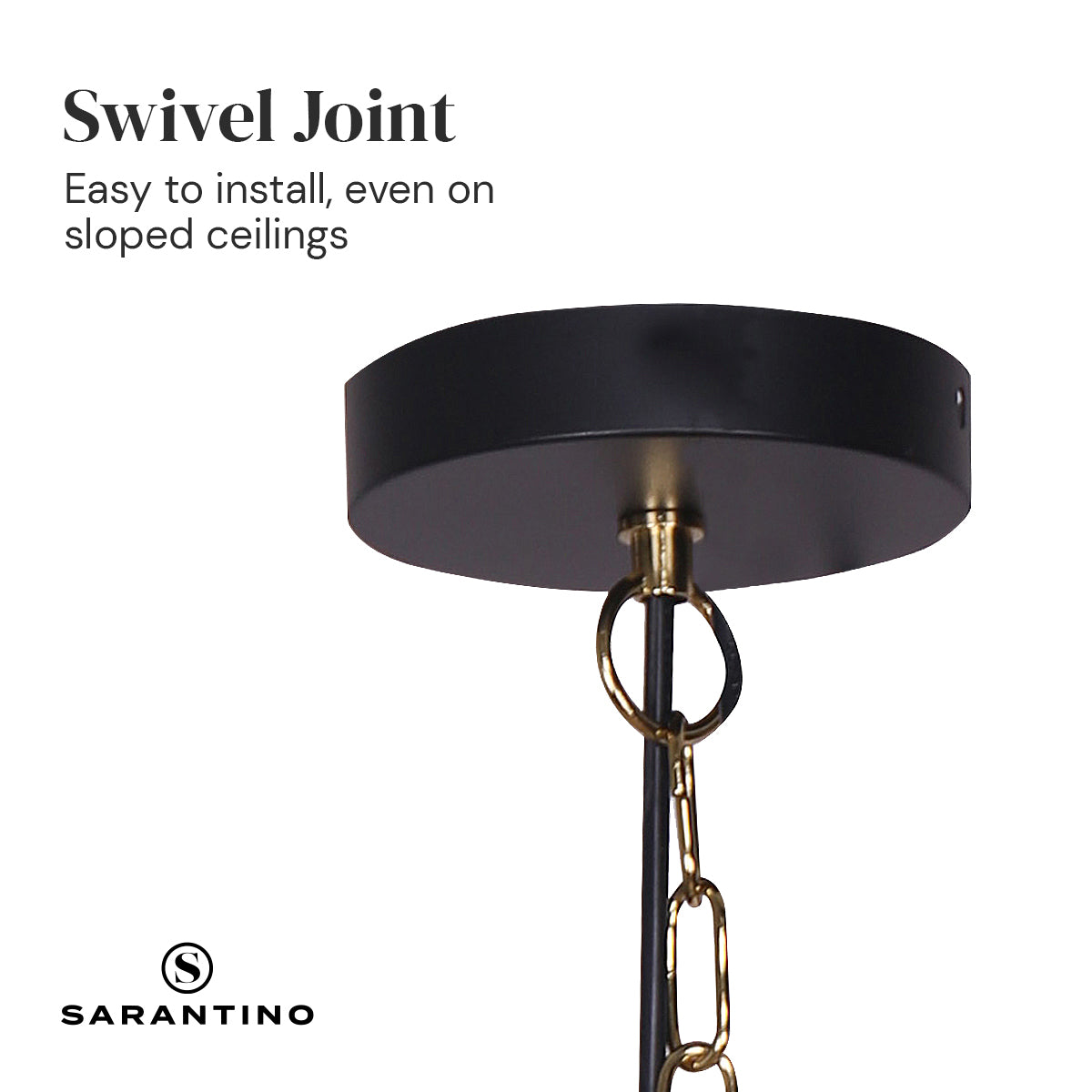 Sarantino Matte Black & Brushed Gold Pendant Light Modern Adjustable Ceiling Fixture for Kitchen Dining Room