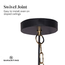 Sarantino Matte Black & Brushed Gold Pendant Light Modern Adjustable Ceiling Fixture for Kitchen Dining Room