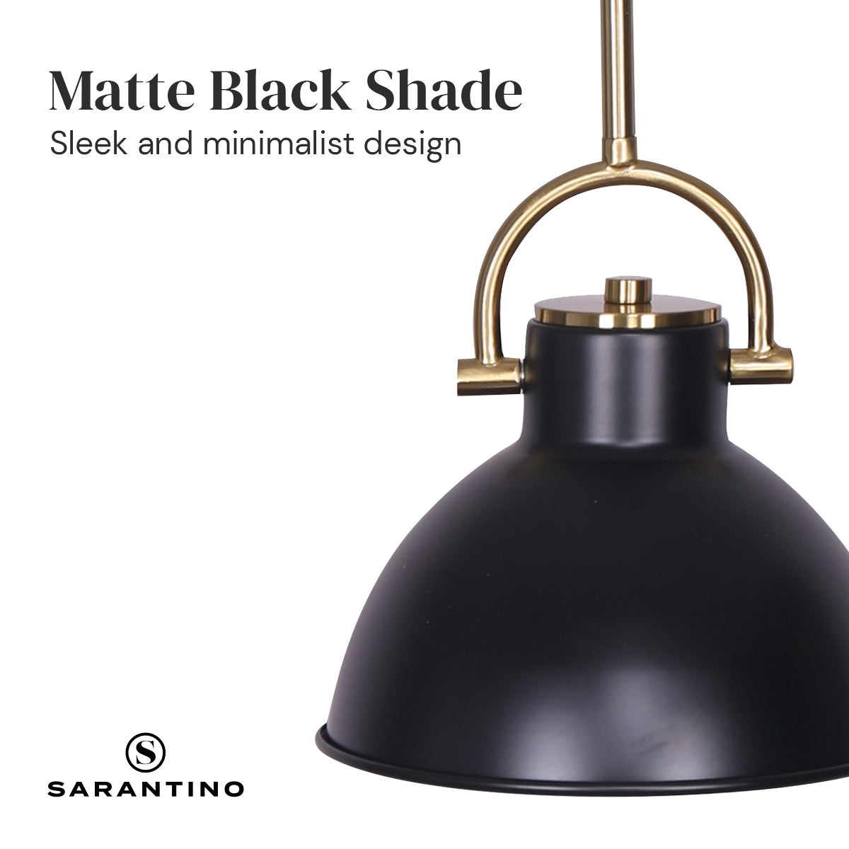 Sarantino Matte Black & Brushed Gold Pendant Light Modern Adjustable Ceiling Fixture for Kitchen Dining Room