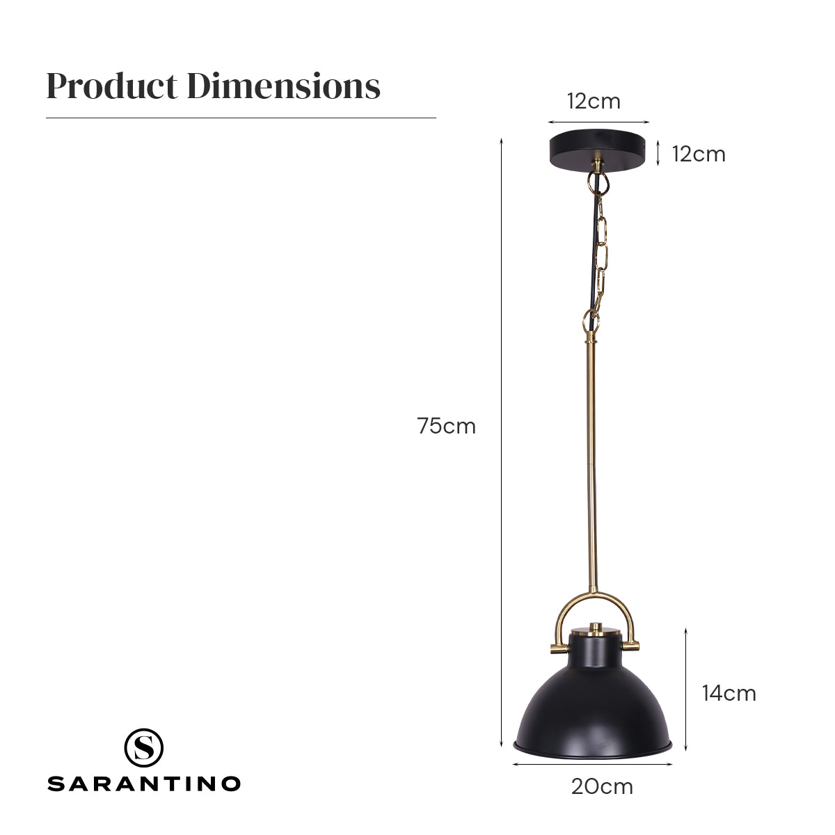 Sarantino Matte Black & Brushed Gold Pendant Light Modern Adjustable Ceiling Fixture for Kitchen Dining Room