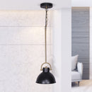 Sarantino Matte Black & Brushed Gold Pendant Light Modern Adjustable Ceiling Fixture for Kitchen Dining Room