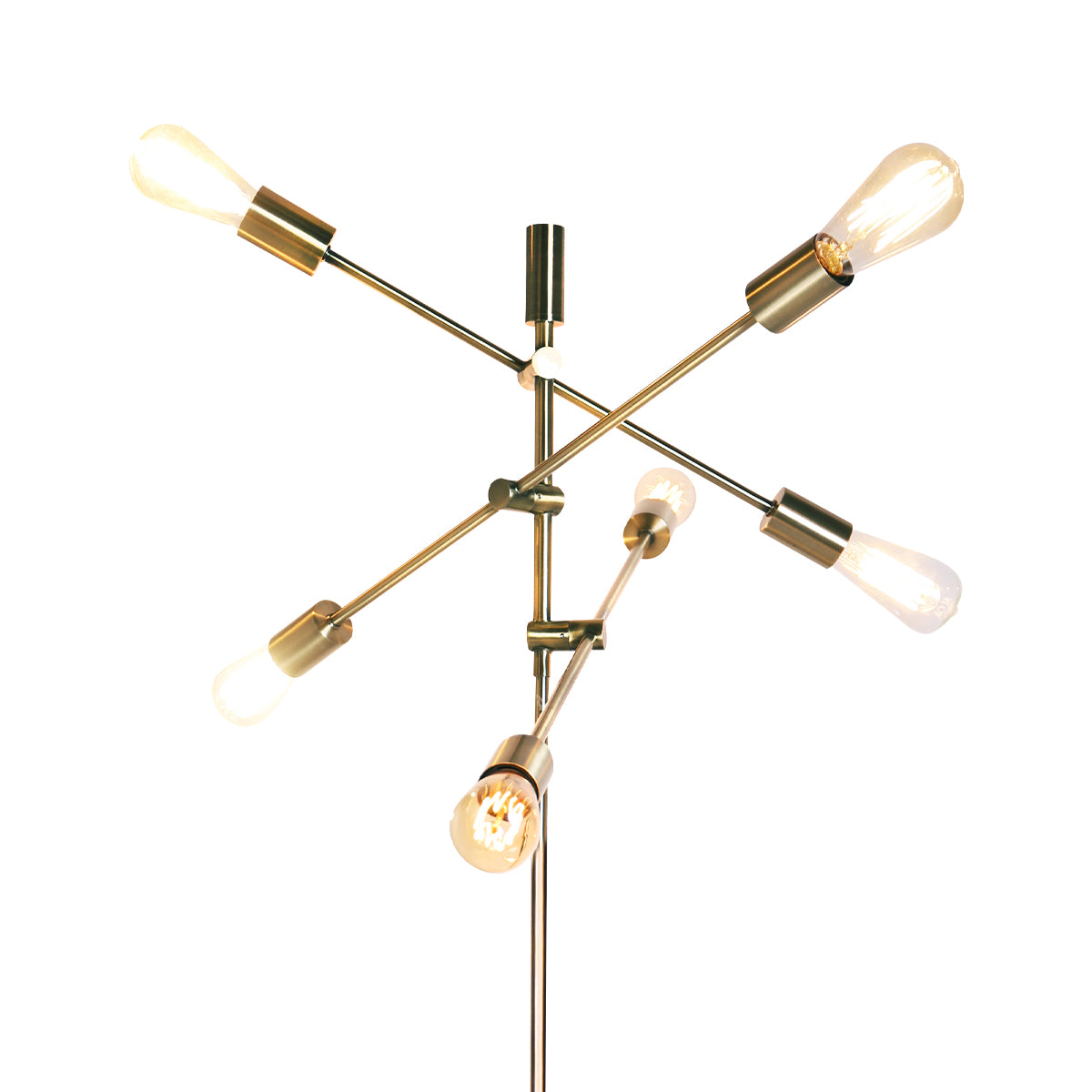 Sarantino 6-Light Antique Brass Sputnik Floor Lamp Modern Metal Adjustable Standing Light for Living Room Bedroom