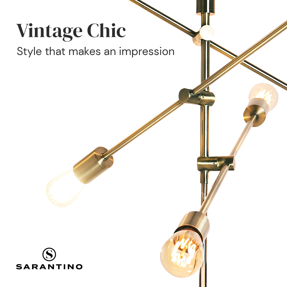 Sarantino 6-Light Antique Brass Sputnik Floor Lamp Modern Metal Adjustable Standing Light for Living Room Bedroom