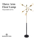 Sarantino 6-Light Antique Brass Sputnik Floor Lamp Modern Metal Adjustable Standing Light for Living Room Bedroom