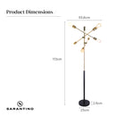Sarantino 6-Light Antique Brass Sputnik Floor Lamp Modern Metal Adjustable Standing Light for Living Room Bedroom