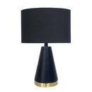 Sarantino Black and Gold Metal Table Lamp with Fabric Shade Modern Bedside Desk Light for Living Room Bedroom