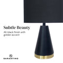 Sarantino Black and Gold Metal Table Lamp with Fabric Shade Modern Bedside Desk Light for Living Room Bedroom