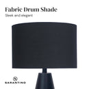 Sarantino Black and Gold Metal Table Lamp with Fabric Shade Modern Bedside Desk Light for Living Room Bedroom