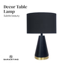 Sarantino Black and Gold Metal Table Lamp with Fabric Shade Modern Bedside Desk Light for Living Room Bedroom