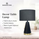 Sarantino Black and Gold Metal Table Lamp with Fabric Shade Modern Bedside Desk Light for Living Room Bedroom