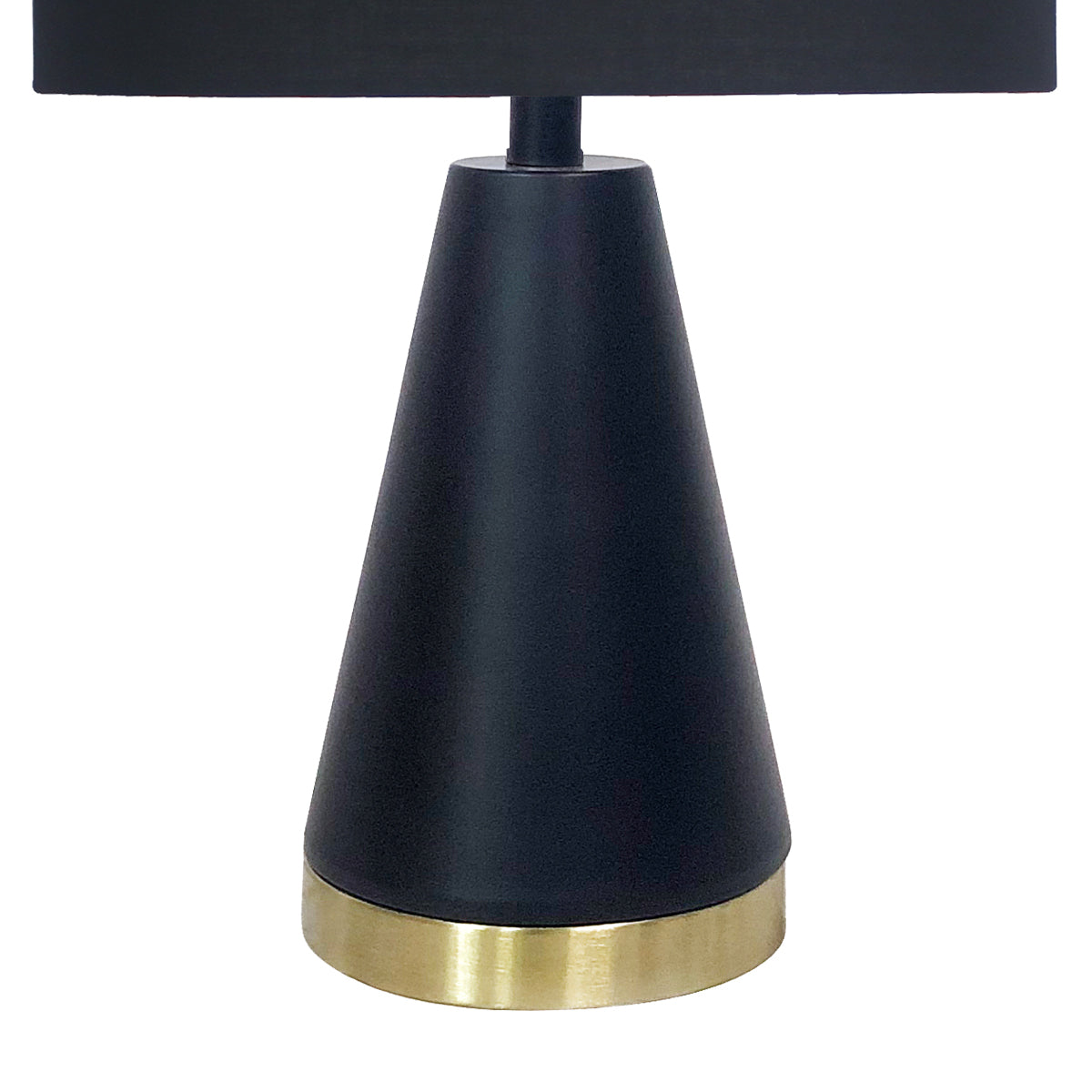 Sarantino Black and Gold Metal Table Lamp with Fabric Shade Modern Bedside Desk Light for Living Room Bedroom
