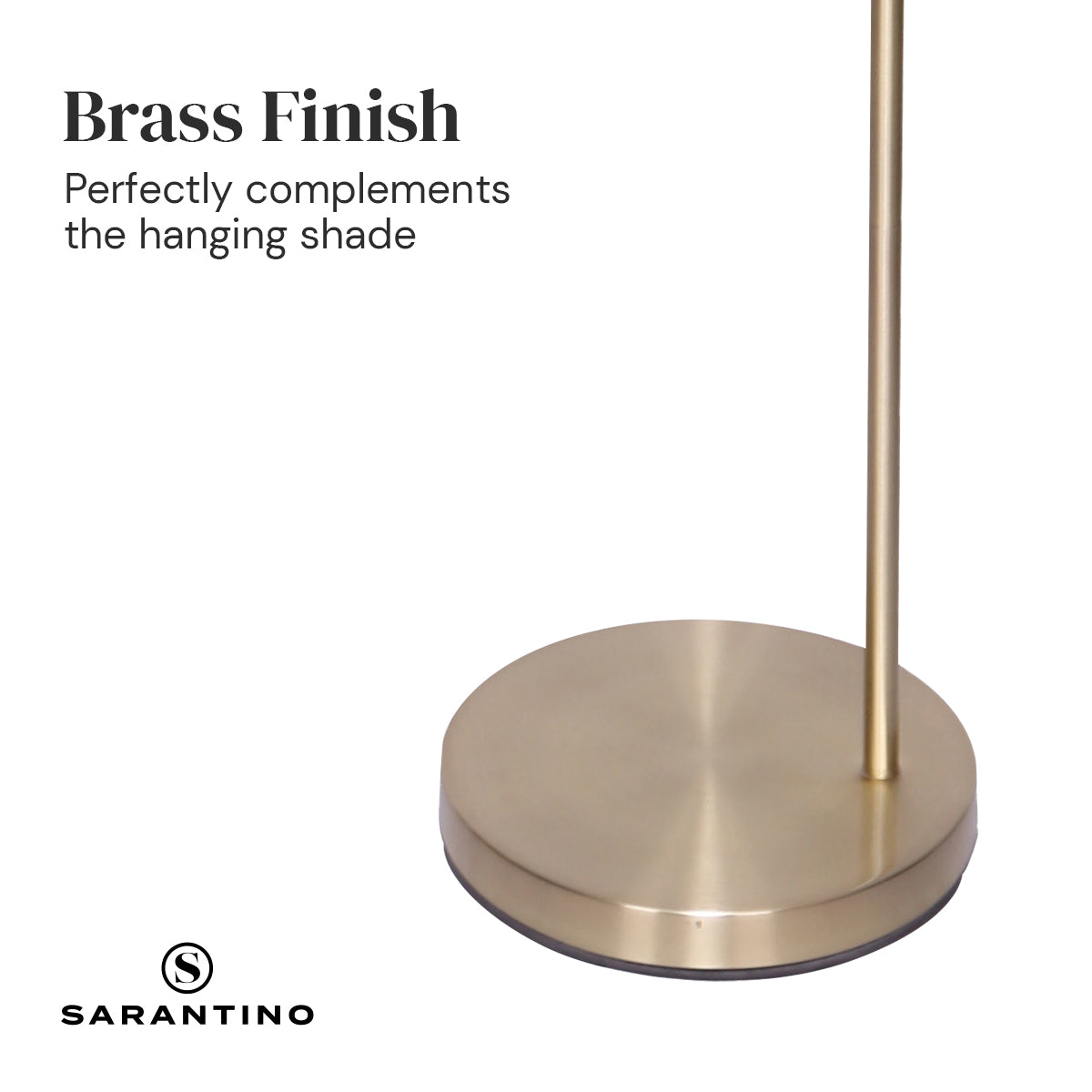 Sarantino Modern 90-Degree Arc Floor Lamp Brass Standing Light with Warm Fabric Drum Shade & Foot Switch 157cm