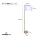 Sarantino Modern 90-Degree Arc Floor Lamp Brass Standing Light with Warm Fabric Drum Shade & Foot Switch 157cm