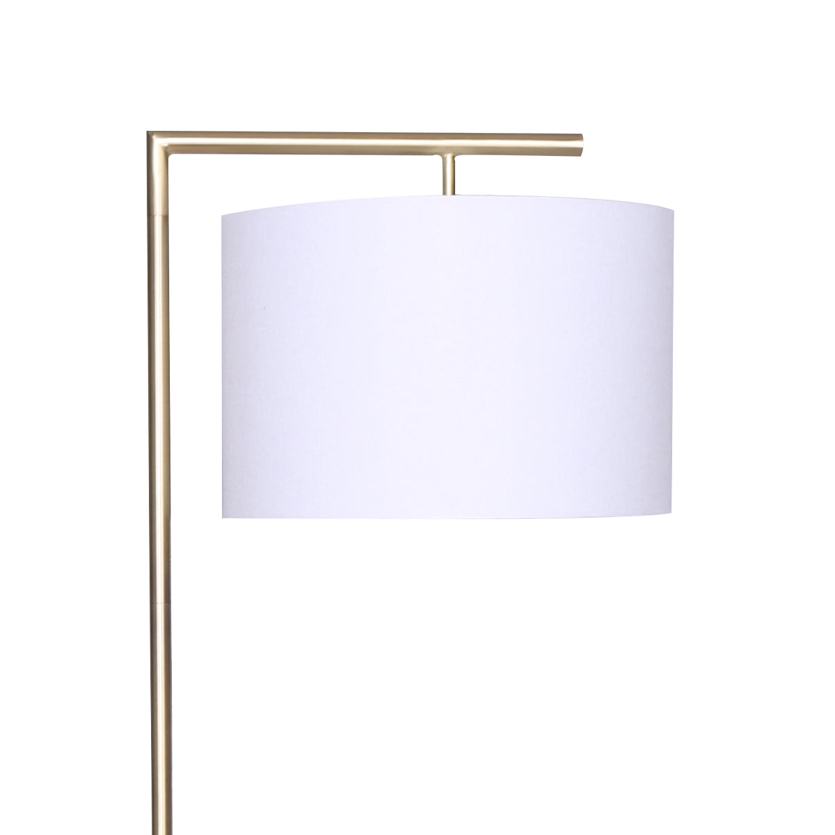 Sarantino Modern 90-Degree Arc Floor Lamp Brass Standing Light with Warm Fabric Drum Shade & Foot Switch 157cm