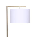 Sarantino Modern 90-Degree Arc Floor Lamp Brass Standing Light with Warm Fabric Drum Shade & Foot Switch 157cm