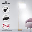 Sarantino Modern 90-Degree Arc Floor Lamp Brass Standing Light with Warm Fabric Drum Shade & Foot Switch 157cm
