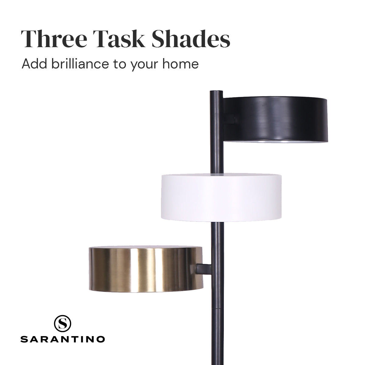 Sarantino Industrial Metal Floor Lamp 3-Light Tree Standing Lamp with 3 Swirl Shades for Living Room Office Desk