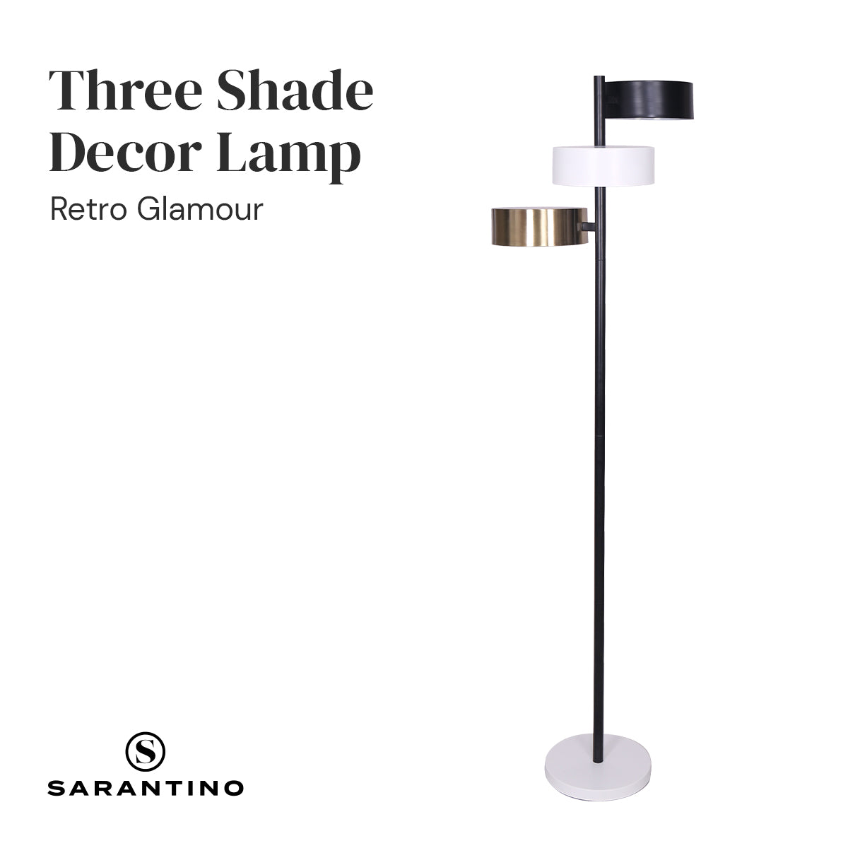 Sarantino Industrial Metal Floor Lamp 3-Light Tree Standing Lamp with 3 Swirl Shades for Living Room Office Desk