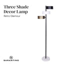 Sarantino Industrial Metal Floor Lamp 3-Light Tree Standing Lamp with 3 Swirl Shades for Living Room Office Desk