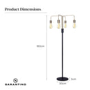 Sarantino 4-Light Industrial Floor Lamp 160cm Modern Vintage Metal Standing Light LED Living Room Bedroom E27