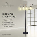 Sarantino 4-Light Industrial Floor Lamp 160cm Modern Vintage Metal Standing Light LED Living Room Bedroom E27