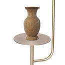 Sarantino Brushed Brass Floor Lamp with Built-in Metal End Table Marble Base Foot Switch Standing Light