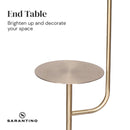 Sarantino Brushed Brass Floor Lamp with Built-in Metal End Table Marble Base Foot Switch Standing Light