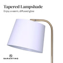 Sarantino Brushed Brass Floor Lamp with Built-in Metal End Table Marble Base Foot Switch Standing Light