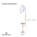 Sarantino Brushed Brass Floor Lamp with Built-in Metal End Table Marble Base Foot Switch Standing Light