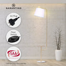 Sarantino Brushed Brass Floor Lamp with Built-in Metal End Table Marble Base Foot Switch Standing Light